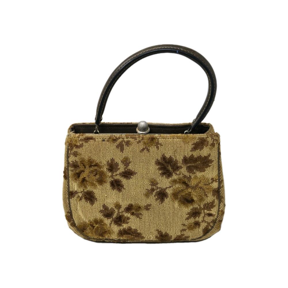 Vintage Floral Tapestry/Carpet/Rug Purse Floral Tan & Brown Retro READ